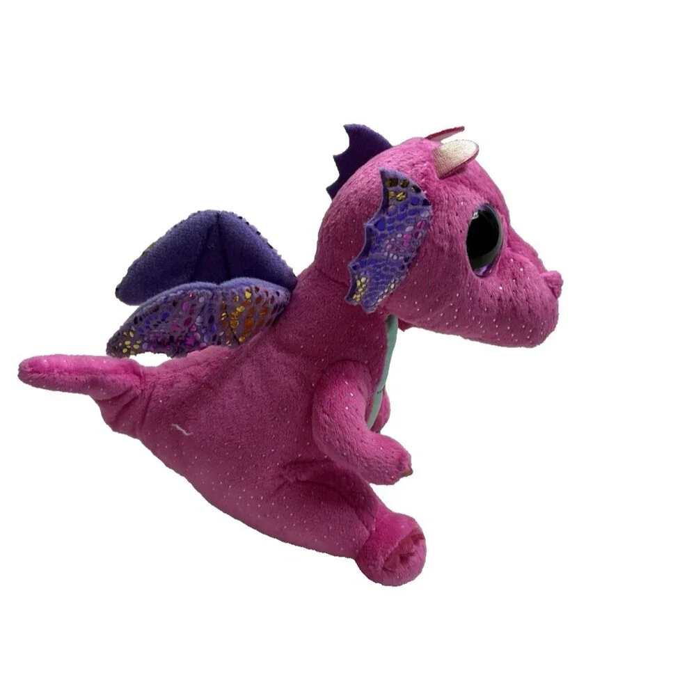 Ty Beanie Boos Spitfire the Pink Dragon Glitter Eyes Plush Stuffed Animal New